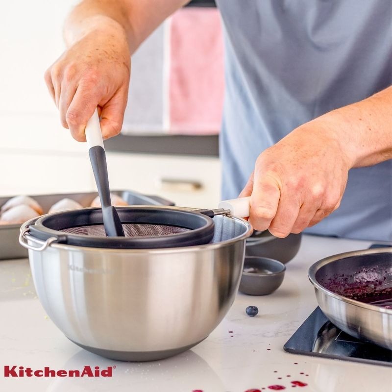 調理器具 KitchenAid Peneira em Aço Inox Coar Polvilhar Cozinha Branca KitchenAid